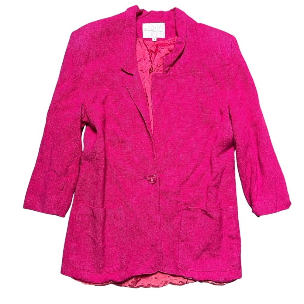 Vintage Nordstrom TownSquare Pink Blazer Linen Blend Women’s Size Small